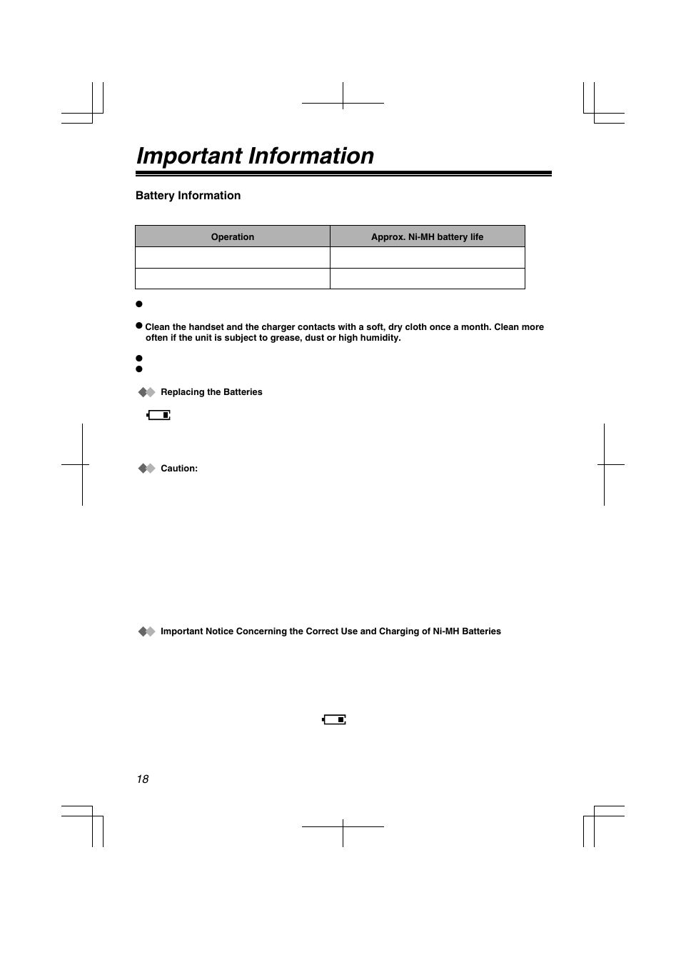Important information | Panasonic KX-TD7580 User Manual | Page 18 / 20