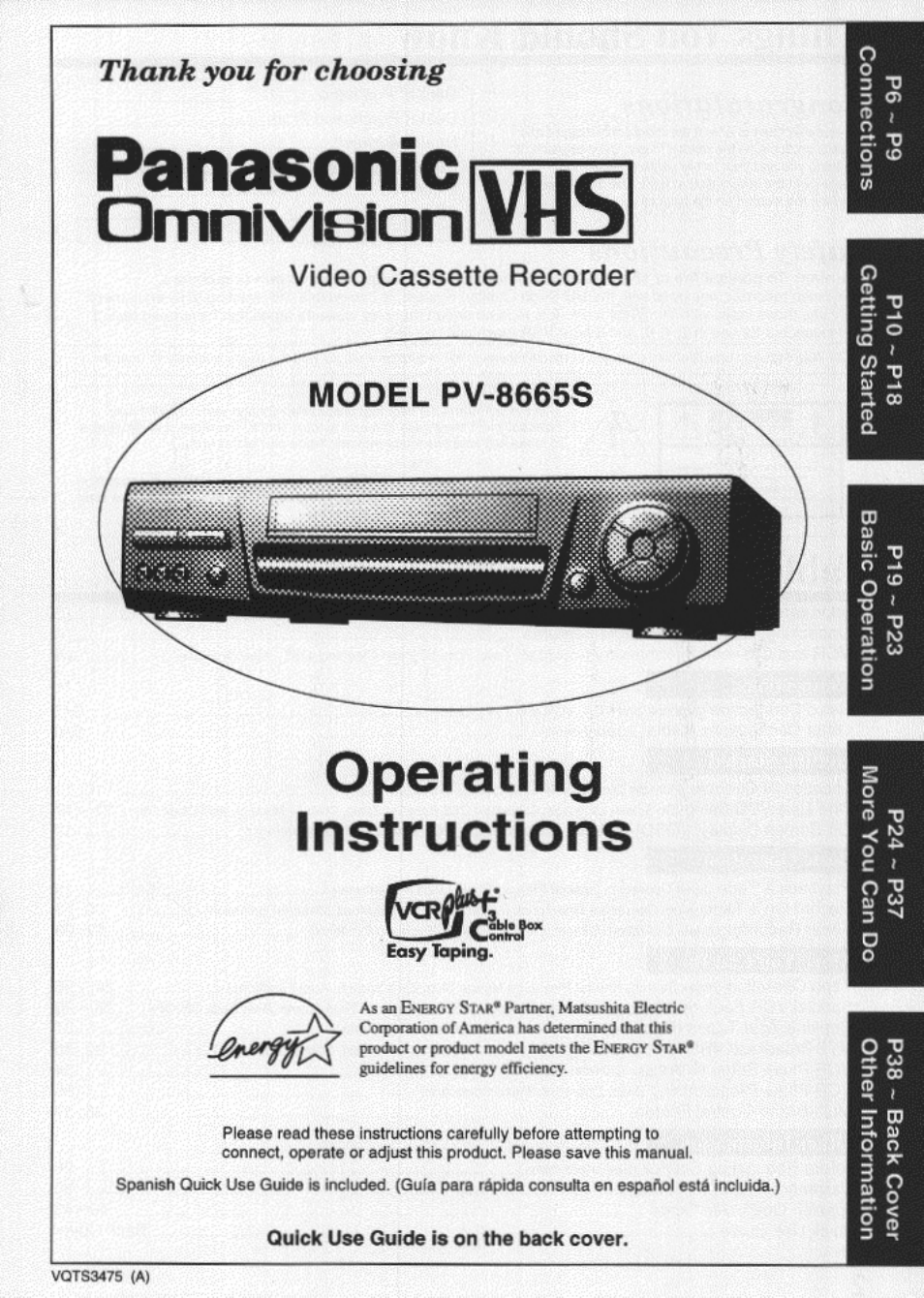 Panasonic PV-8665S User Manual | 44 pages