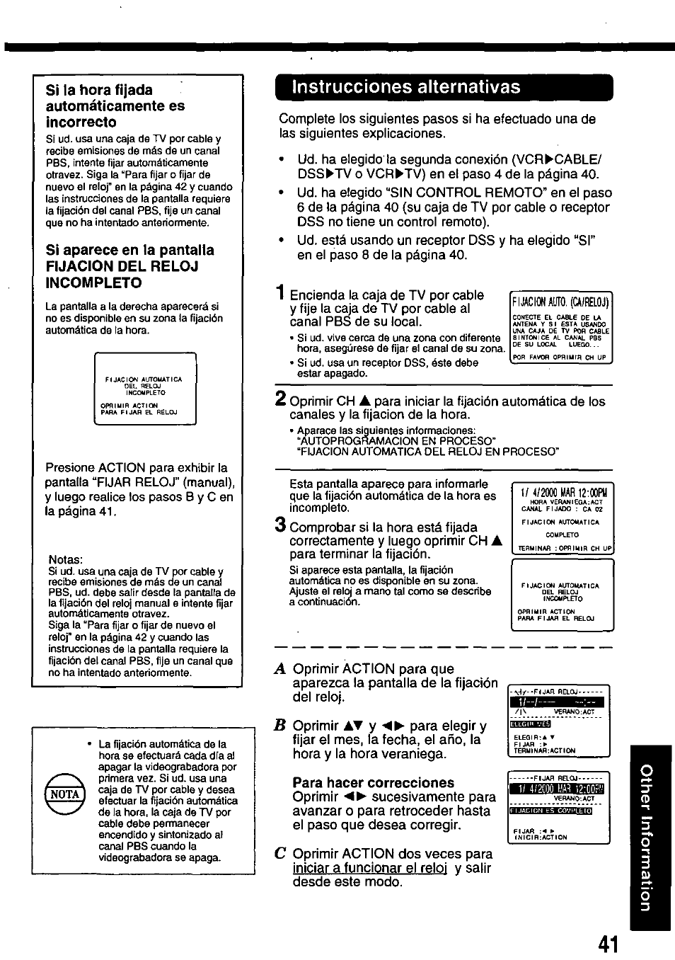 Instrucciones alternativas | Panasonic PV-8665S User Manual | Page 41 / 44