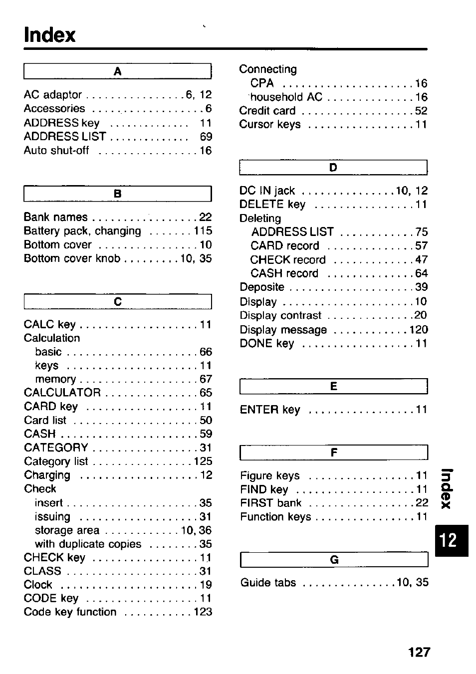 Index | Panasonic KX-RC105 User Manual | Page 127 / 132
