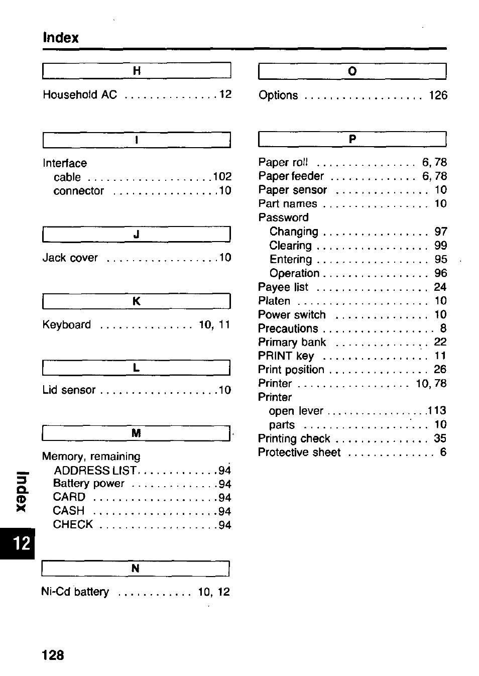 Index | Panasonic KX-RC105 User Manual | Page 128 / 132