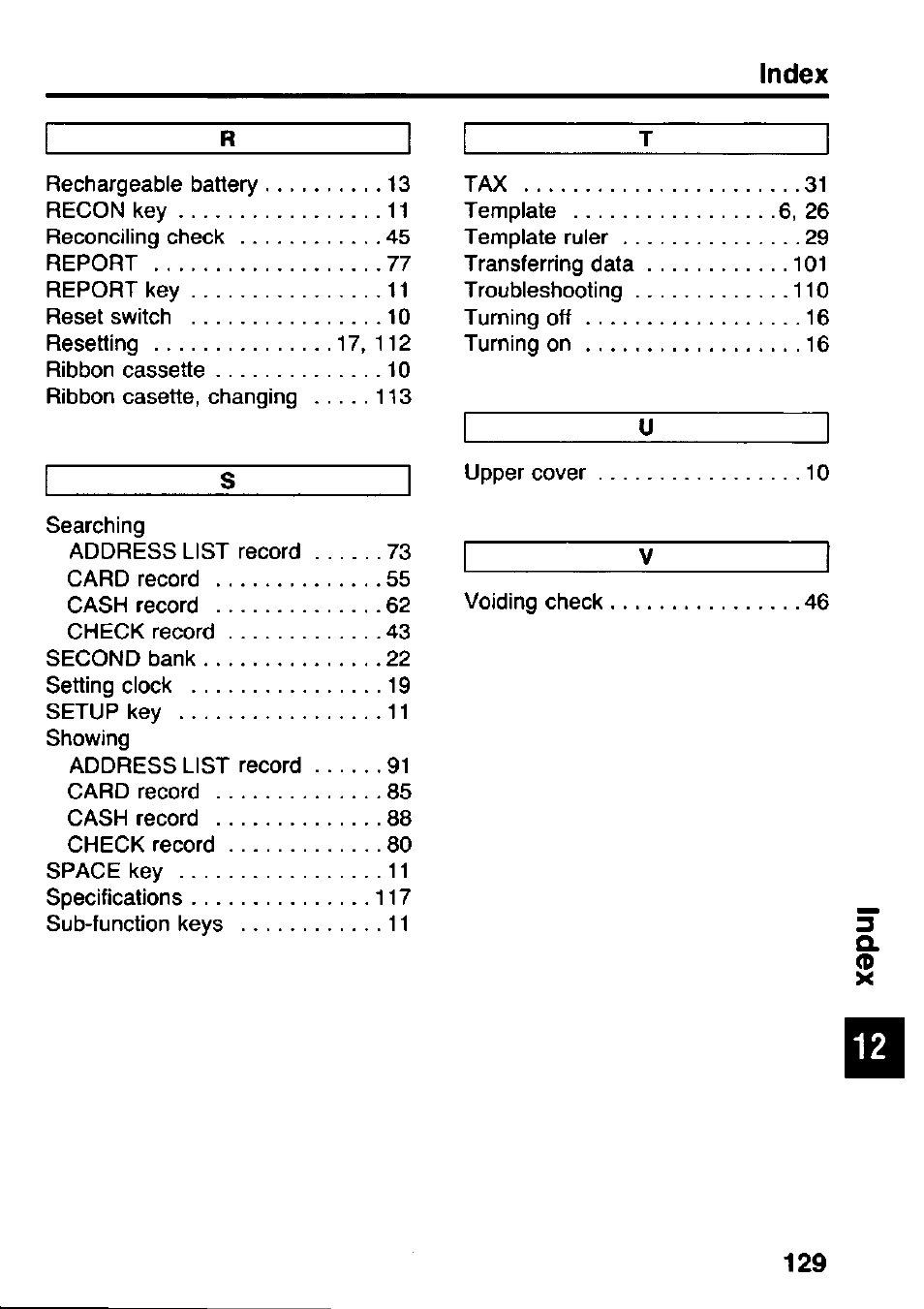 Index | Panasonic KX-RC105 User Manual | Page 129 / 132