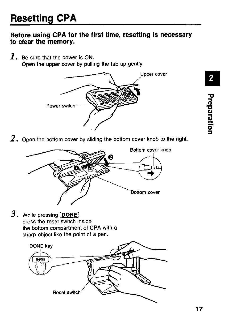 Resetting cpa | Panasonic KX-RC105 User Manual | Page 17 / 132