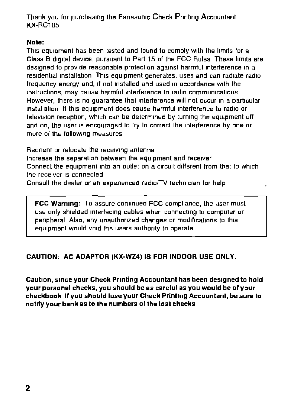 Panasonic KX-RC105 User Manual | Page 2 / 132