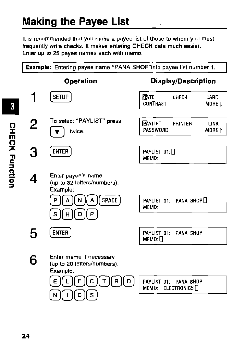 Making the payee list, 0000(i | Panasonic KX-RC105 User Manual | Page 24 / 132