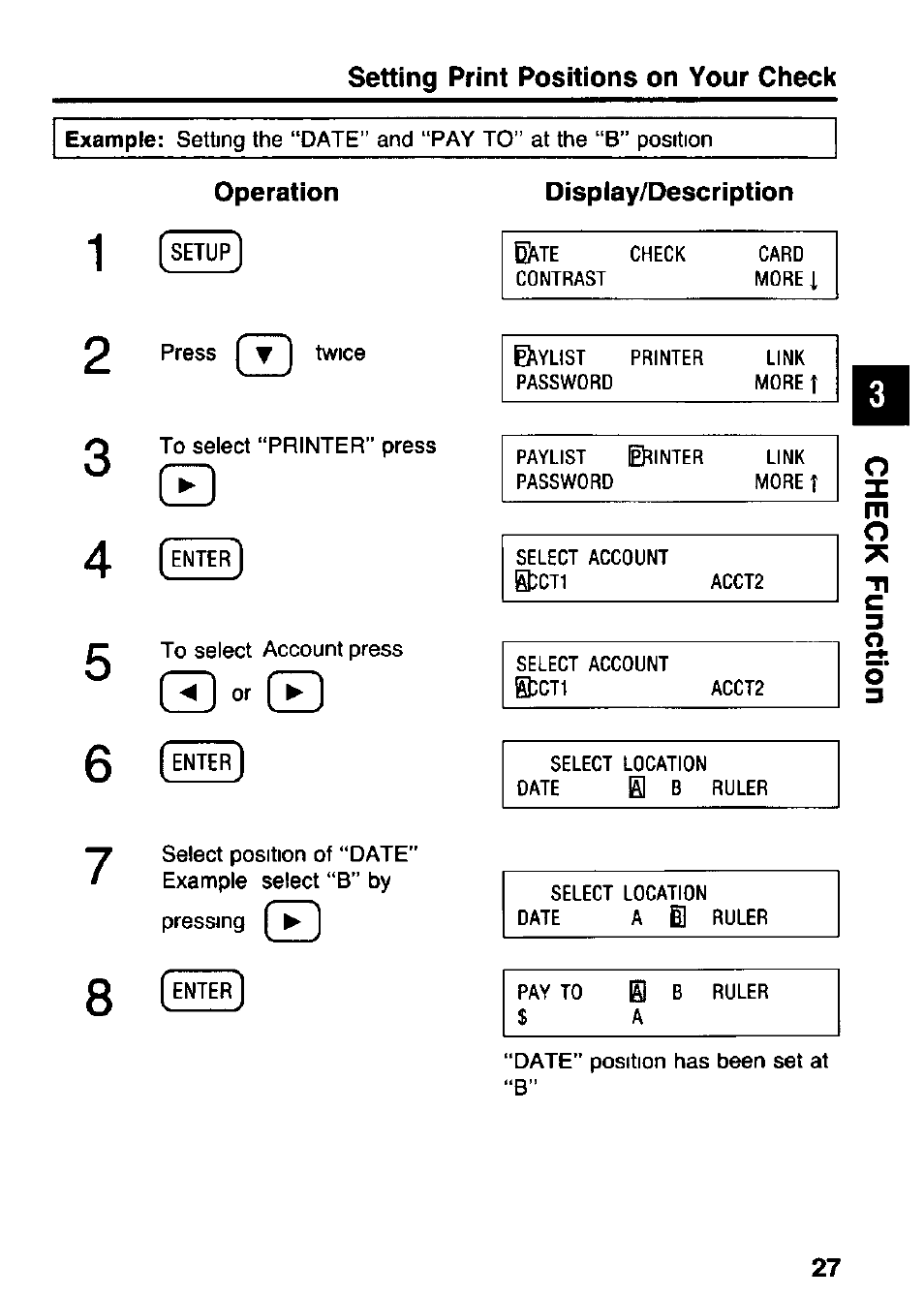 Operation, Display/description | Panasonic KX-RC105 User Manual | Page 27 / 132
