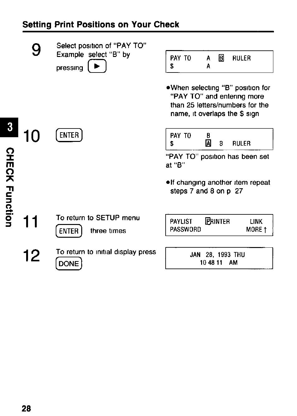 Setting print positions on your check | Panasonic KX-RC105 User Manual | Page 28 / 132