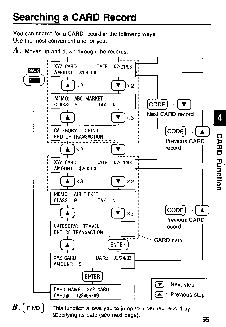 Searching a card record | Panasonic KX-RC105 User Manual | Page 55 / 132