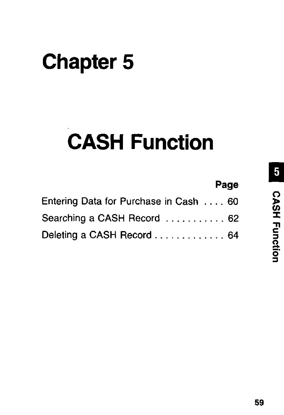 Chapter 5, Cash function, Chapter 5 cash function | Panasonic KX-RC105 User Manual | Page 59 / 132