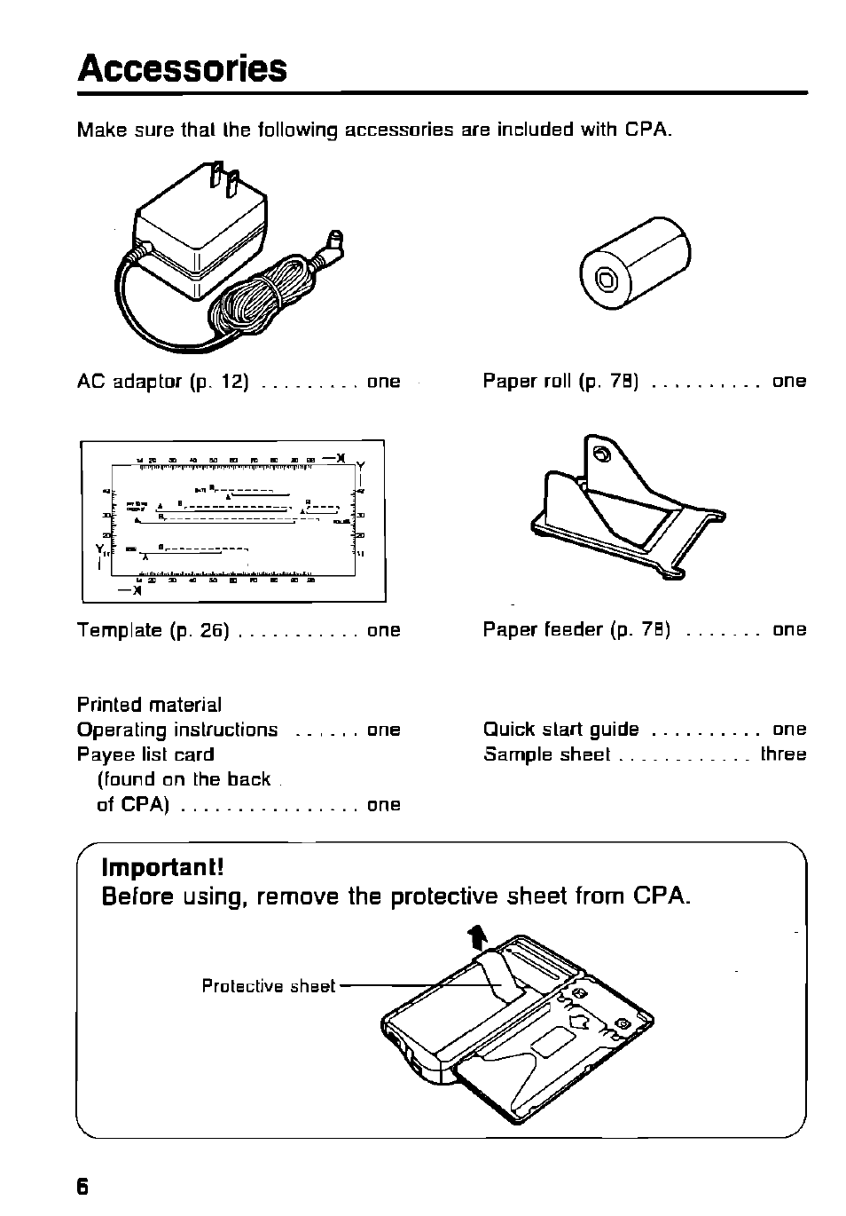 Accessories | Panasonic KX-RC105 User Manual | Page 6 / 132