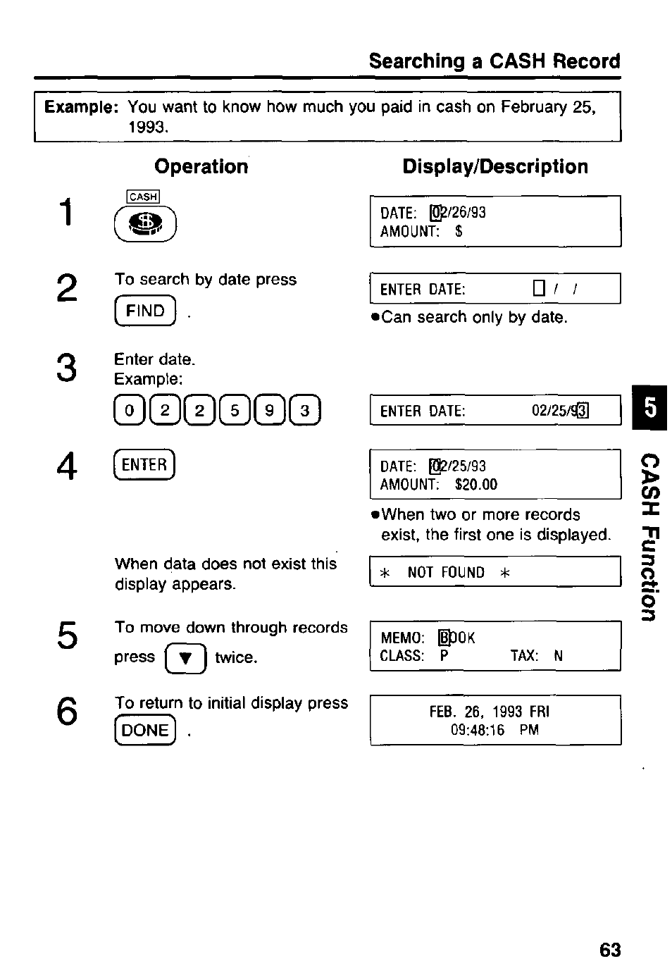 Operation, Dispiay/description, 000d]ci) | Panasonic KX-RC105 User Manual | Page 63 / 132