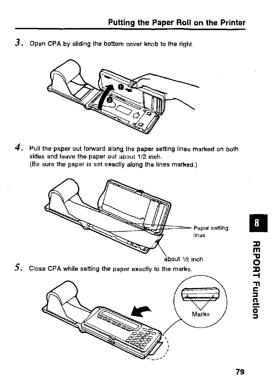 Putting the paper roll on the printer 3, O o' 79 | Panasonic KX-RC105 User Manual | Page 79 / 132