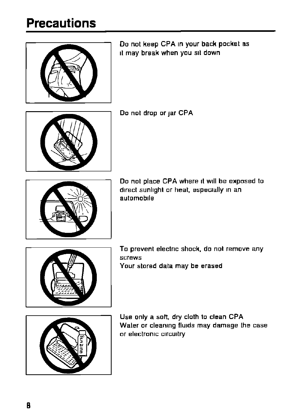 Precautions | Panasonic KX-RC105 User Manual | Page 8 / 132