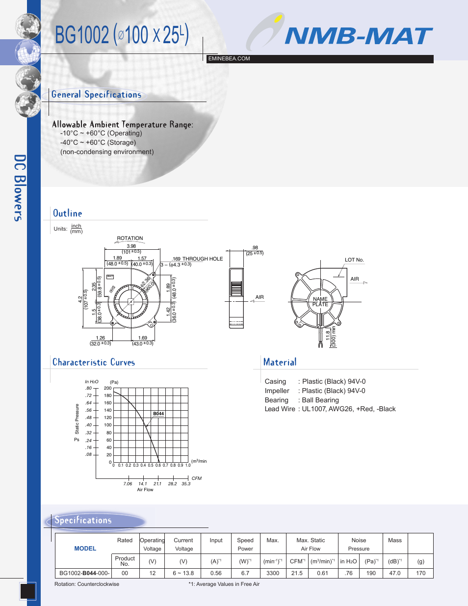 Panasonic BG1002 User Manual | 1 page