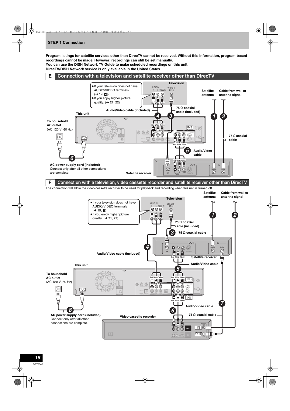 Step 1 connection | Panasonic DMR-EH75V User Manual | Page 18 / 104