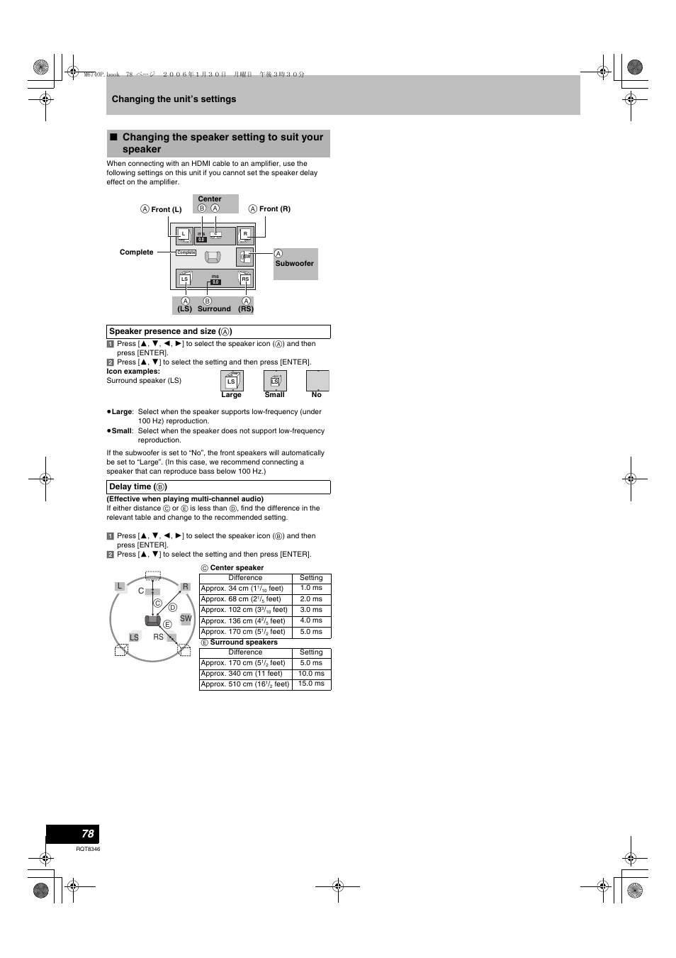 Changing the speaker setting to suit your speaker, L 78) | Panasonic DMR-EH75V User Manual | Page 78 / 104