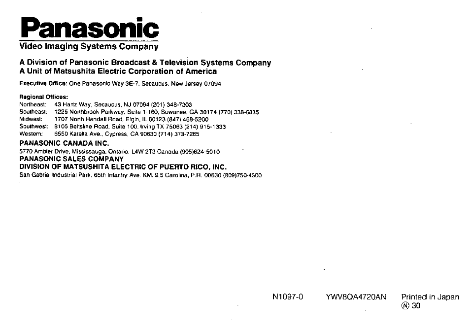 Panasonic | Panasonic WV-CPR650 User Manual | Page 48 / 48