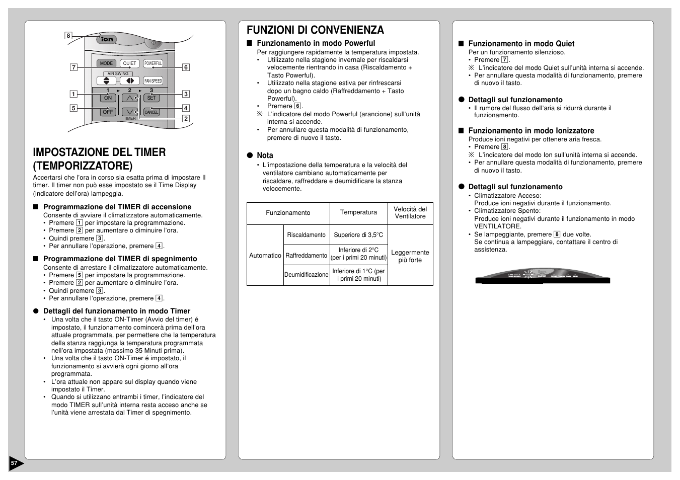 Impostazione del timer (temporizzatore), Funzioni di convenienza | Panasonic CS-E12CKP User Manual | Page 58 / 95
