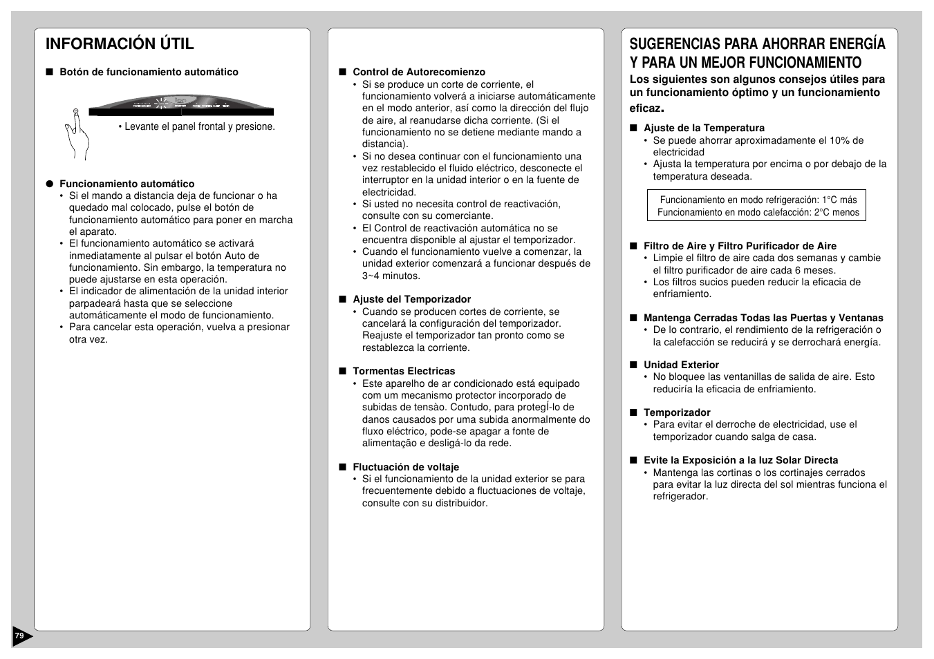 Información útil | Panasonic CS-E12CKP User Manual | Page 80 / 95