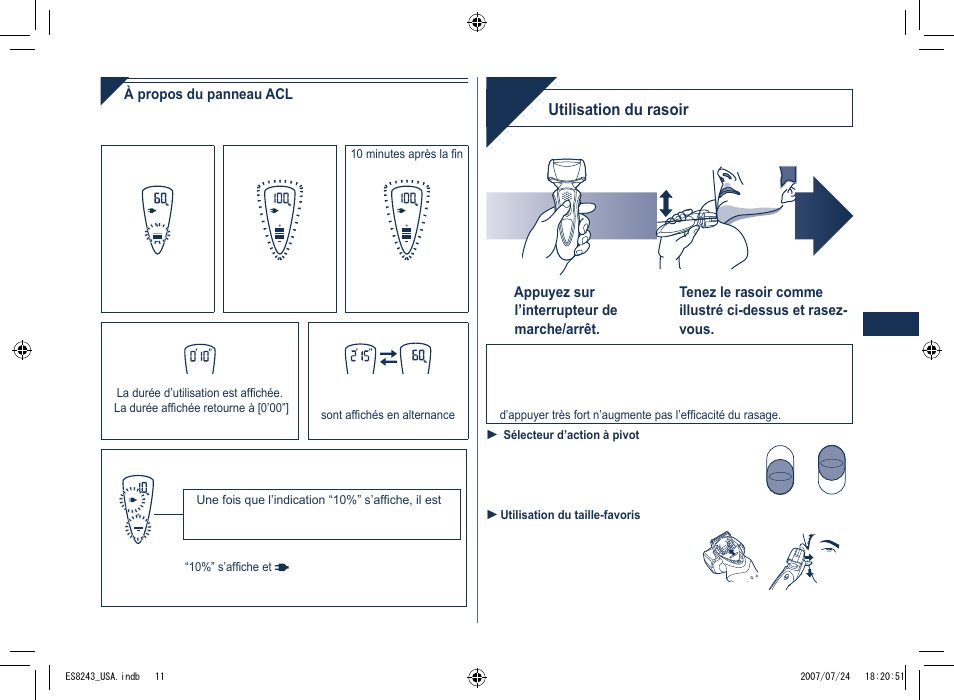 Se raser | Panasonic ES8243 User Manual | Page 11 / 20