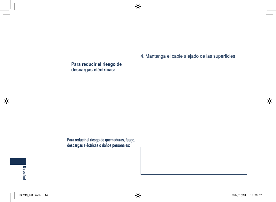 Español, Instrucciones de seguridad importantes, Peligro | Advertencia, Guarde estas instrucciones | Panasonic ES8243 User Manual | Page 14 / 20