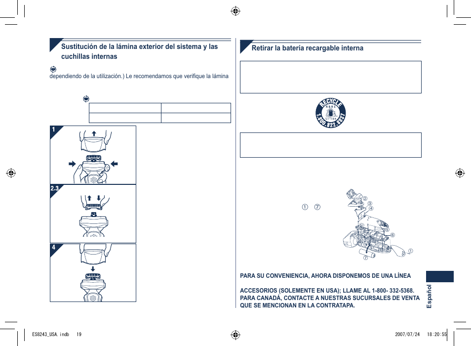 Panasonic ES8243 User Manual | Page 19 / 20