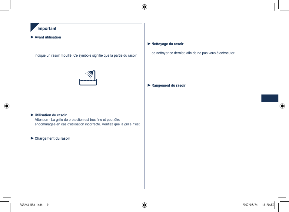 Panasonic ES8243 User Manual | Page 9 / 20