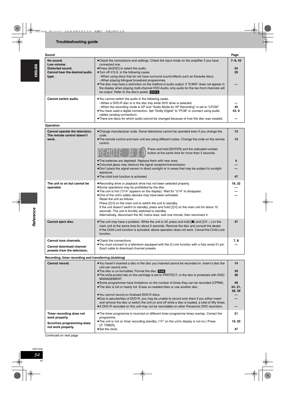 Panasonic DMR-E65 User Manual | Page 54 / 58