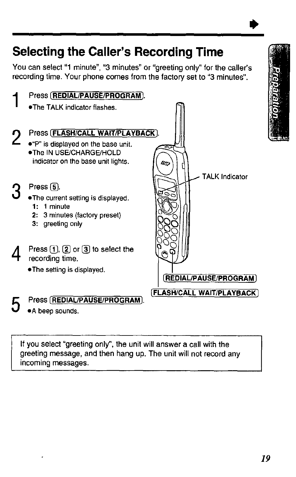 Selecting the caller’s recording time | Panasonic KX TC1503B User Manual | Page 19 / 56