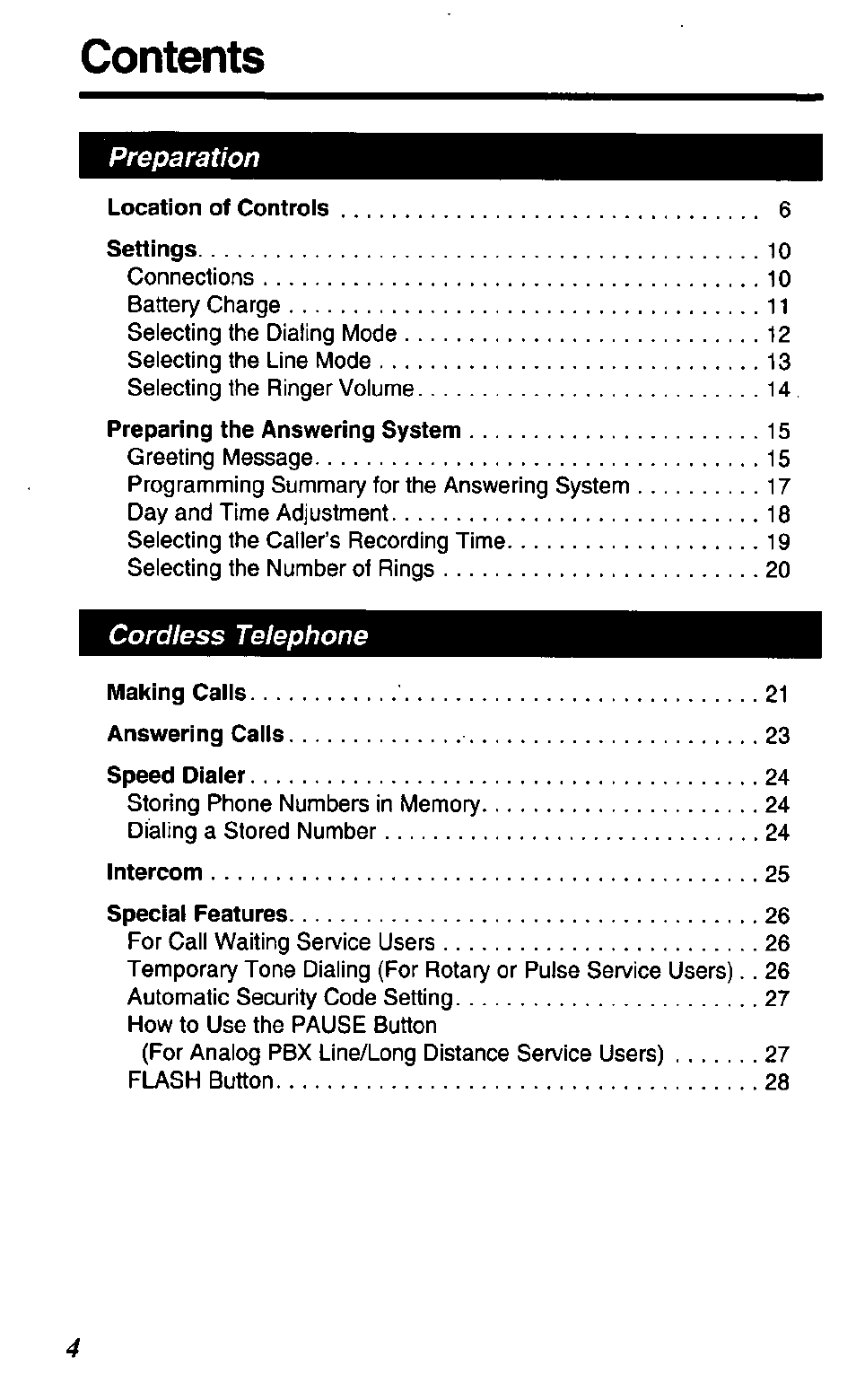 Panasonic KX TC1503B User Manual | Page 4 / 56