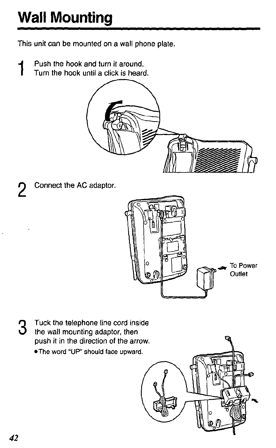 Wall mounting | Panasonic KX TC1503B User Manual | Page 42 / 56