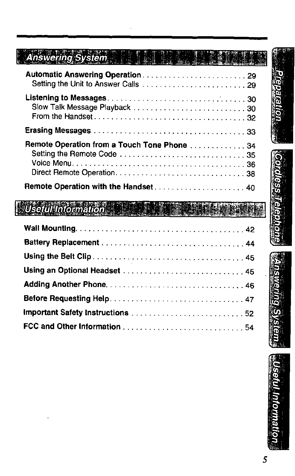 Answer!hgl, System, Life i'q | Panasonic KX TC1503B User Manual | Page 5 / 56