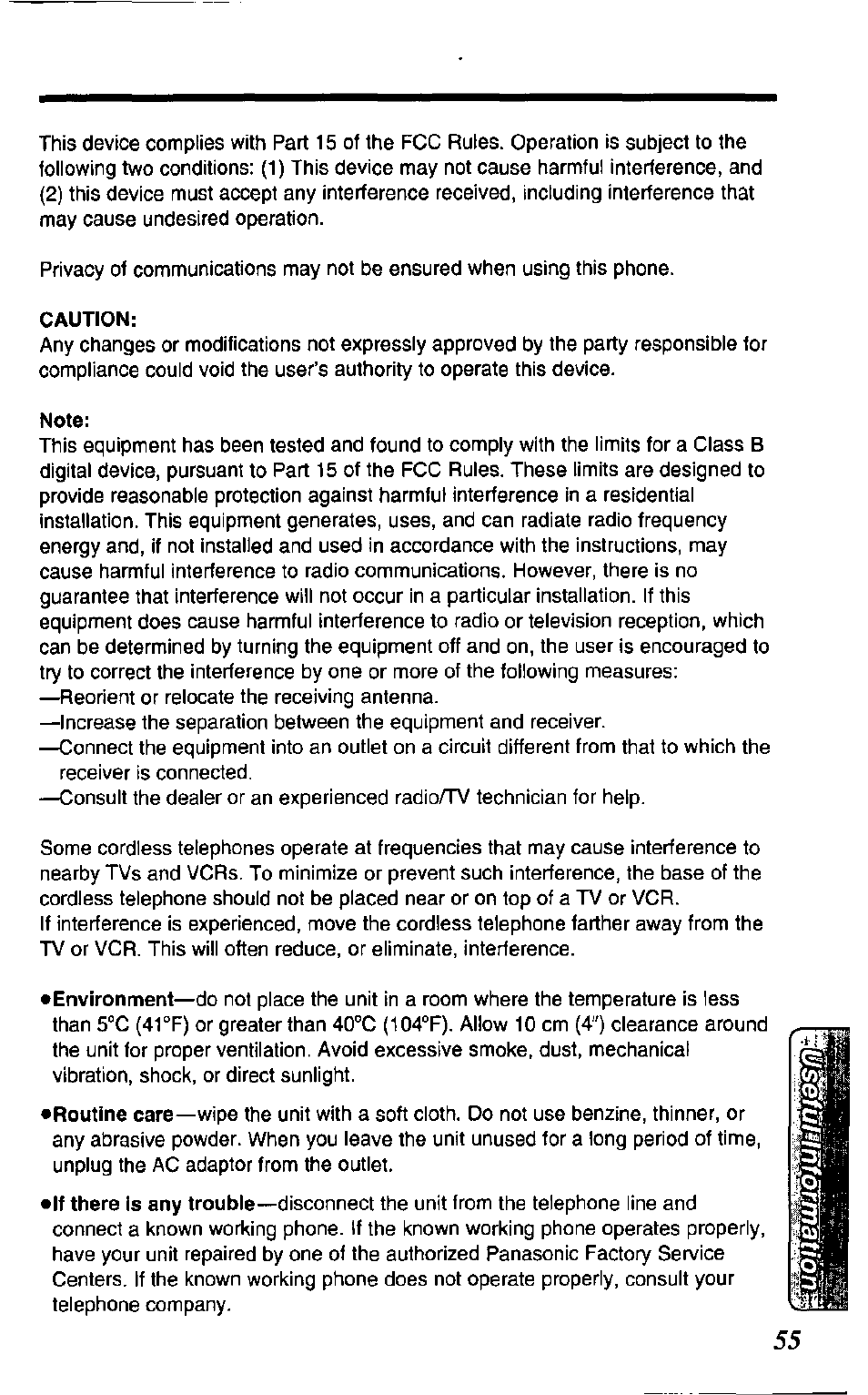 Panasonic KX TC1503B User Manual | Page 55 / 56