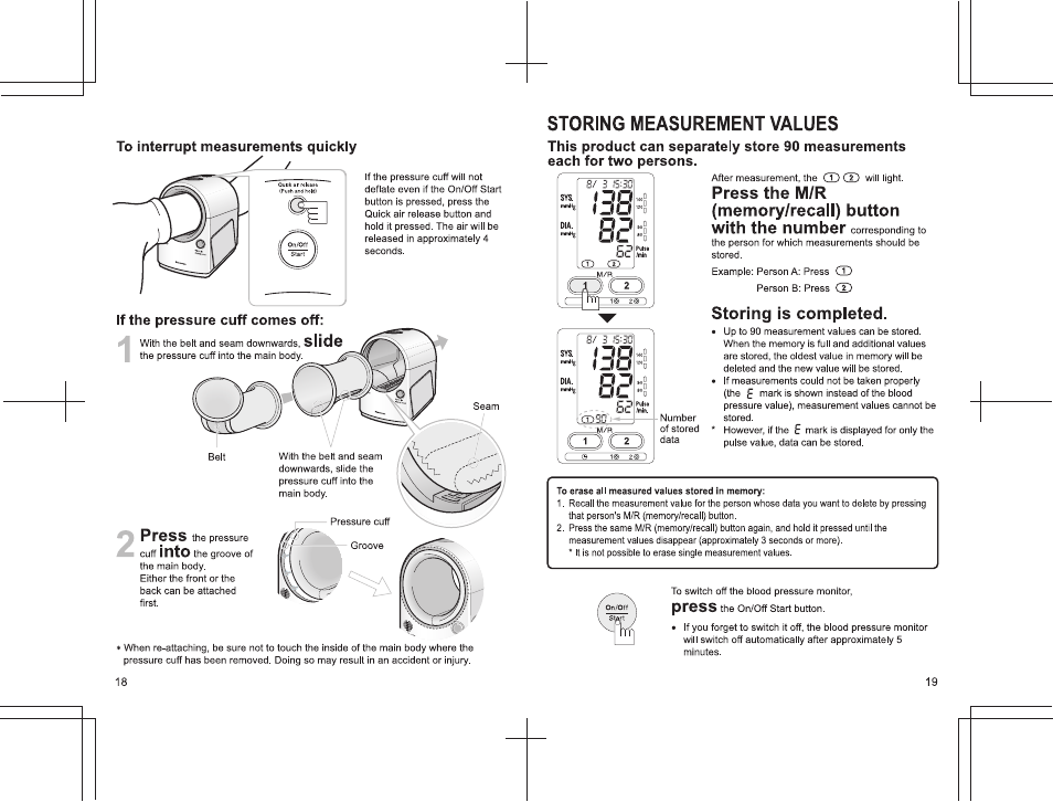 If the pressure cuff comes off | Panasonic EW3152 User Manual | Page 18 / 54
