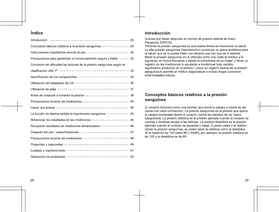 Indice | Panasonic EW3152 User Manual | Page 28 / 54