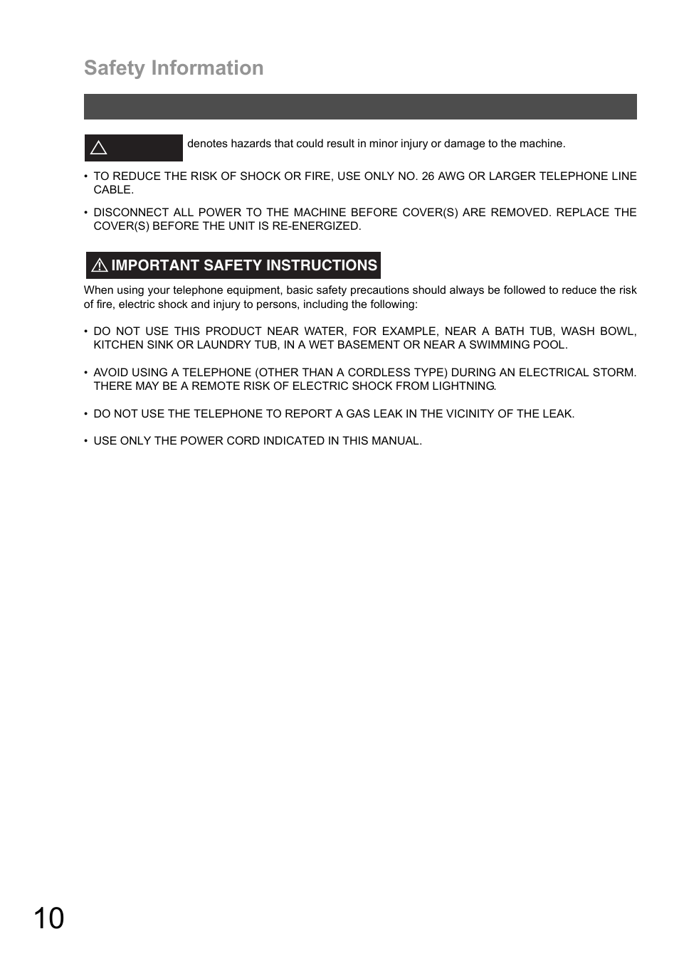 Safety information | Panasonic DX-600 User Manual | Page 10 / 255