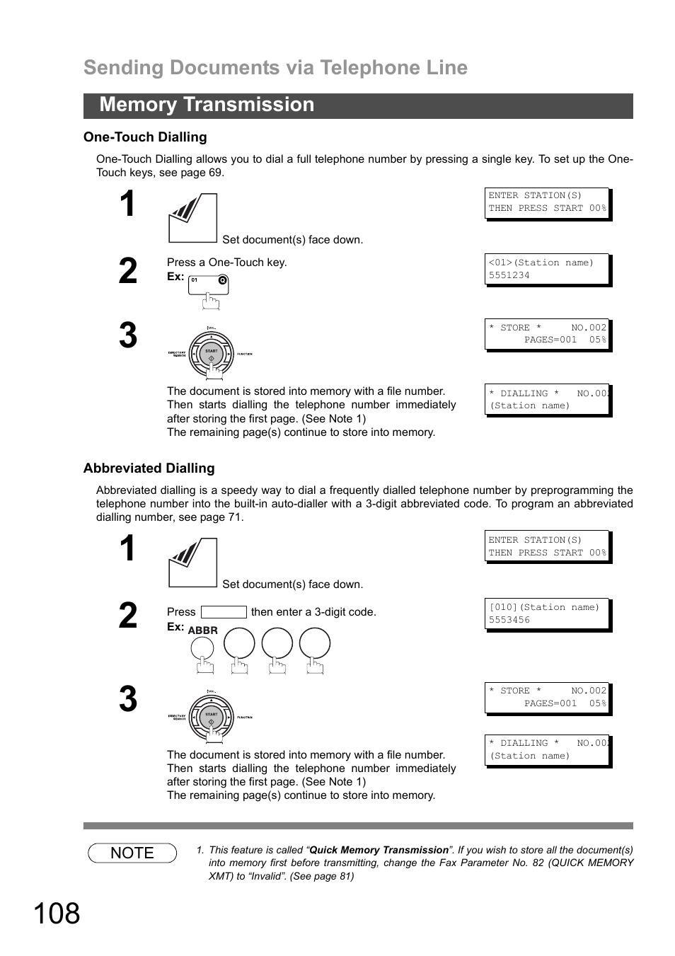 Sending documents via telephone line | Panasonic DX-600 User Manual | Page 108 / 255