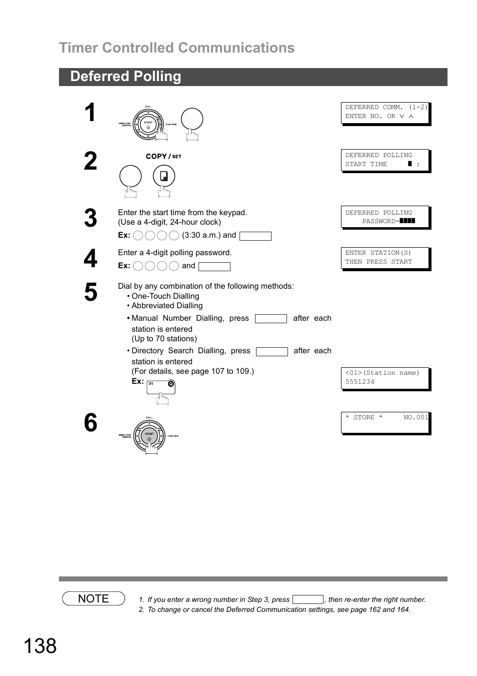 Deferred polling, Timer controlled communications | Panasonic DX-600 User Manual | Page 138 / 255