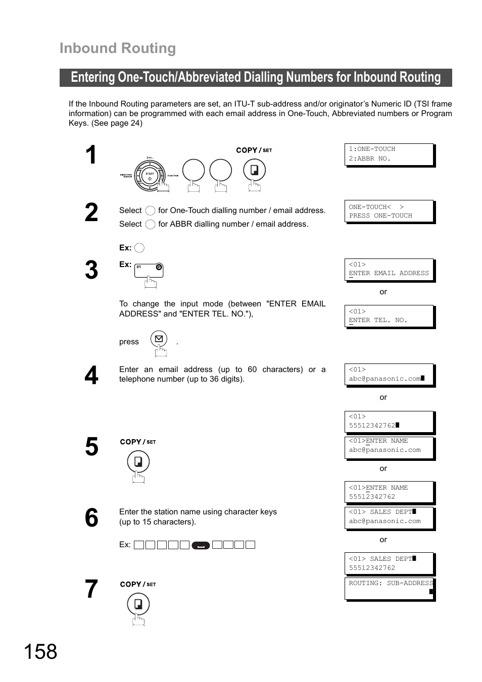 Inbound routing | Panasonic DX-600 User Manual | Page 158 / 255