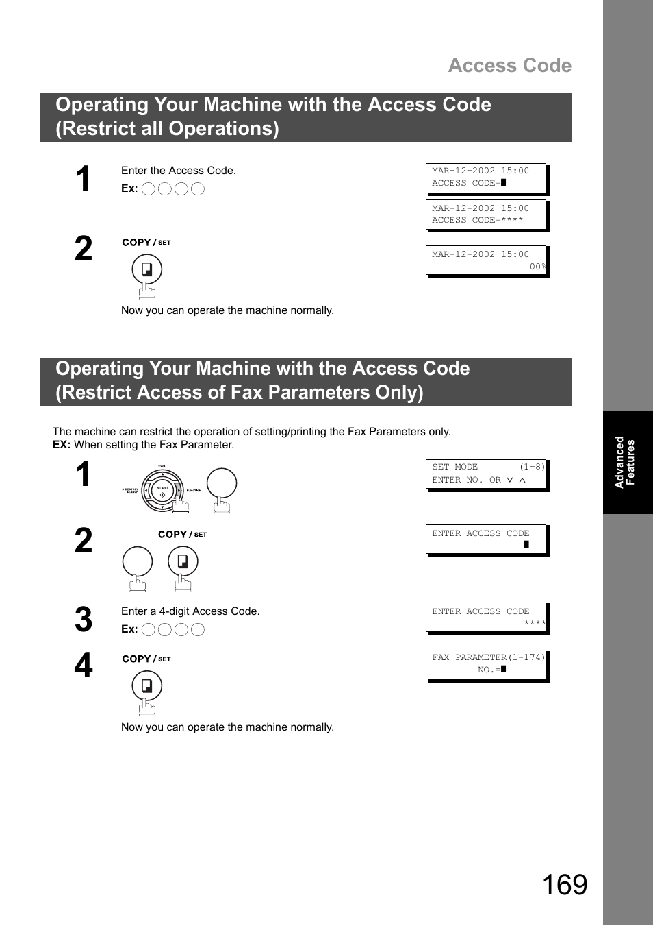 Access code | Panasonic DX-600 User Manual | Page 169 / 255