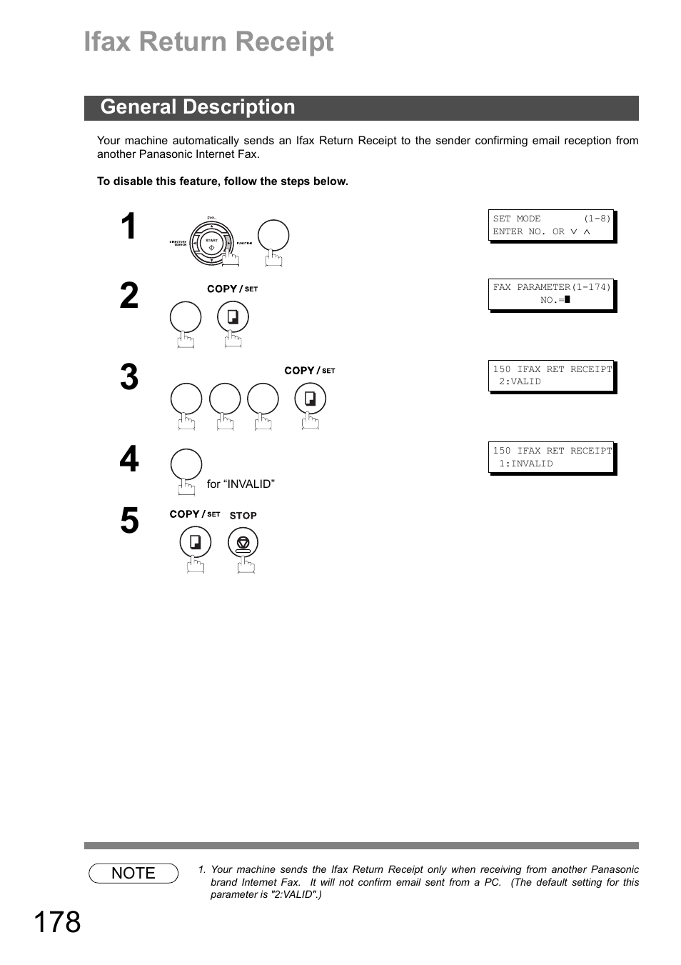 Ifax return receipt, General description | Panasonic DX-600 User Manual | Page 178 / 255