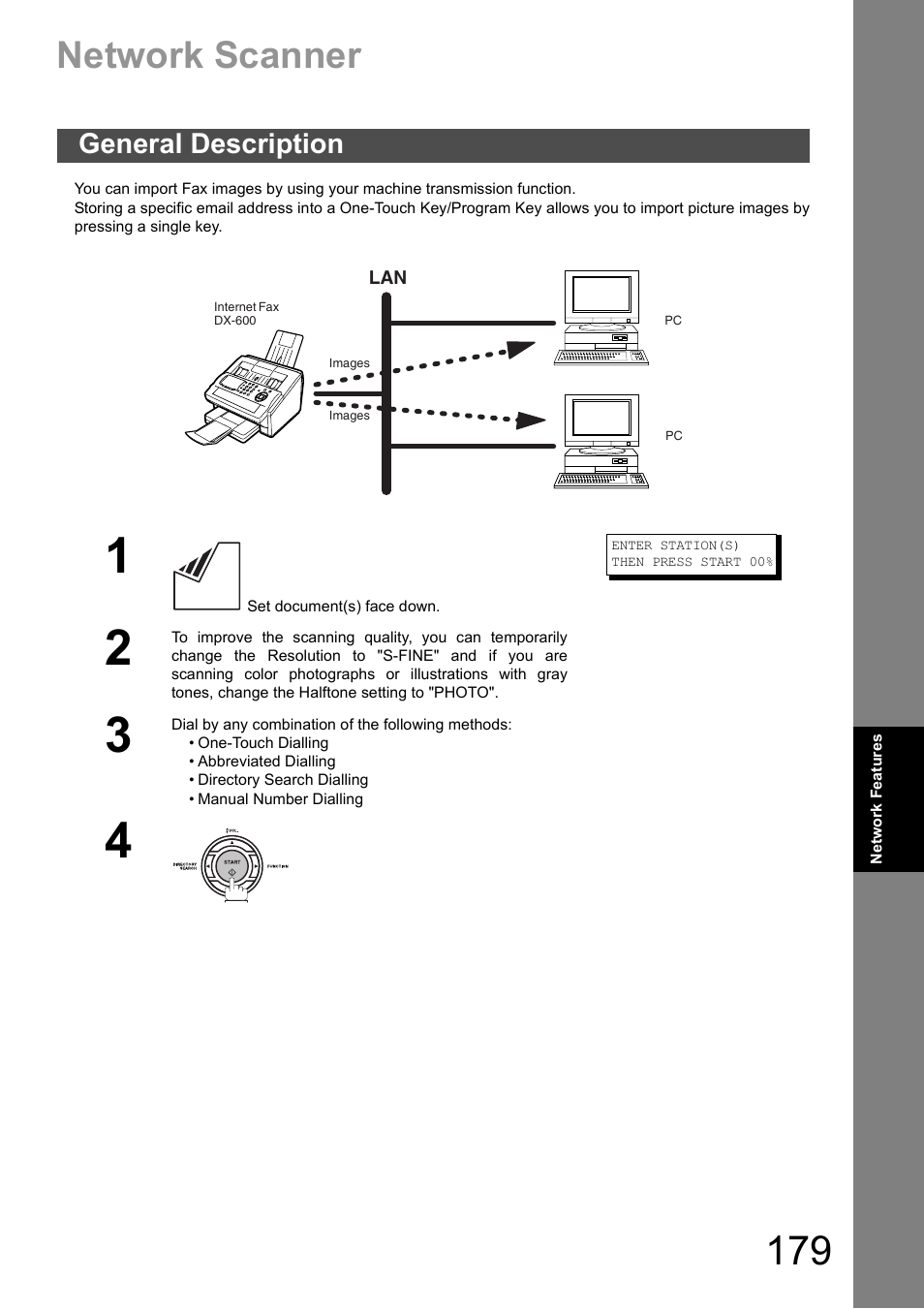 Network features, Network scanner, General description | Panasonic DX-600 User Manual | Page 179 / 255