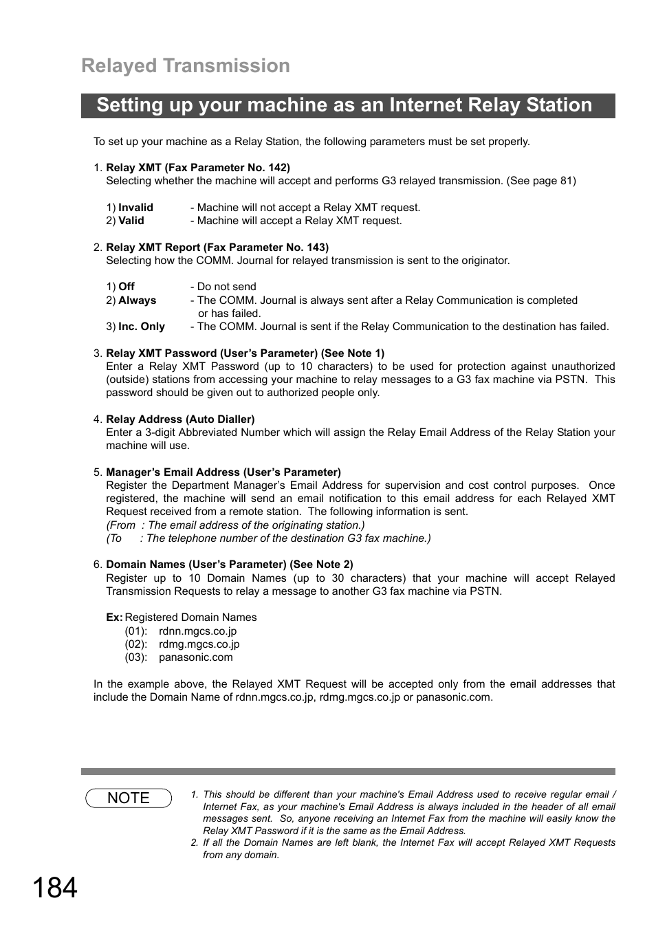 Relayed transmission | Panasonic DX-600 User Manual | Page 184 / 255