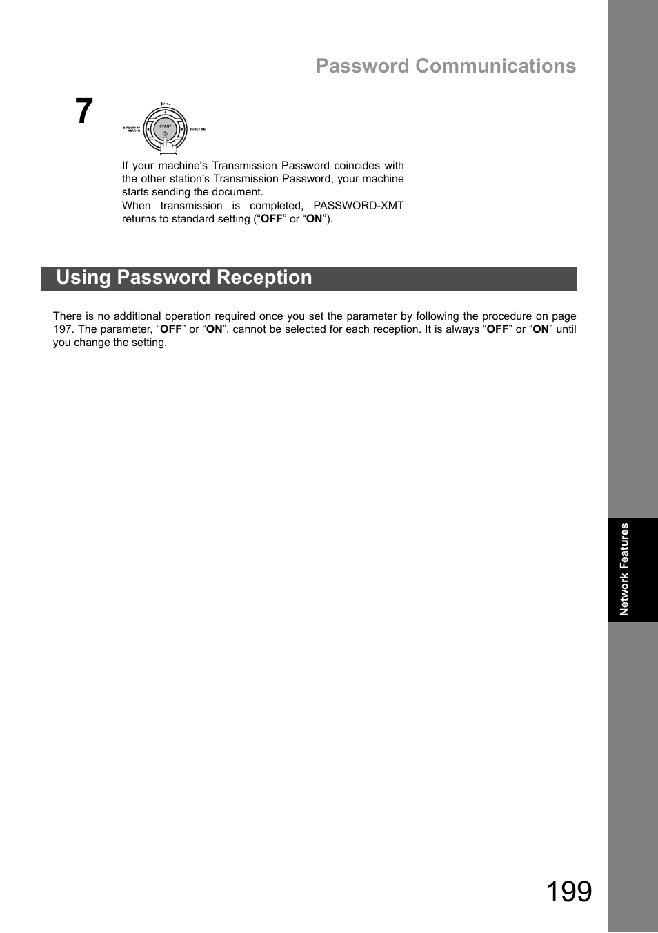 Using password reception, Password communications | Panasonic DX-600 User Manual | Page 199 / 255