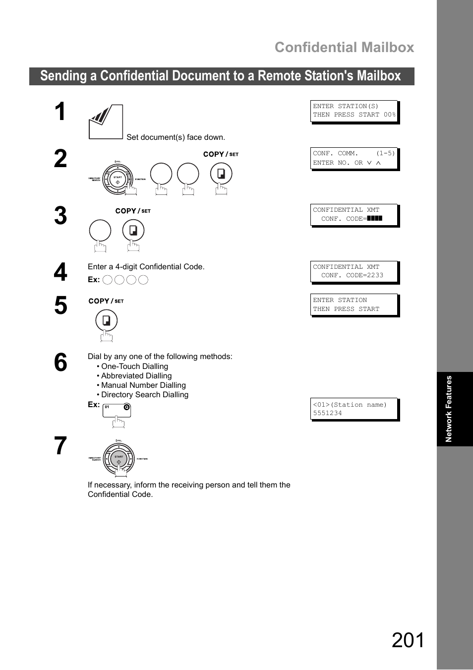 Confidential mailbox | Panasonic DX-600 User Manual | Page 201 / 255