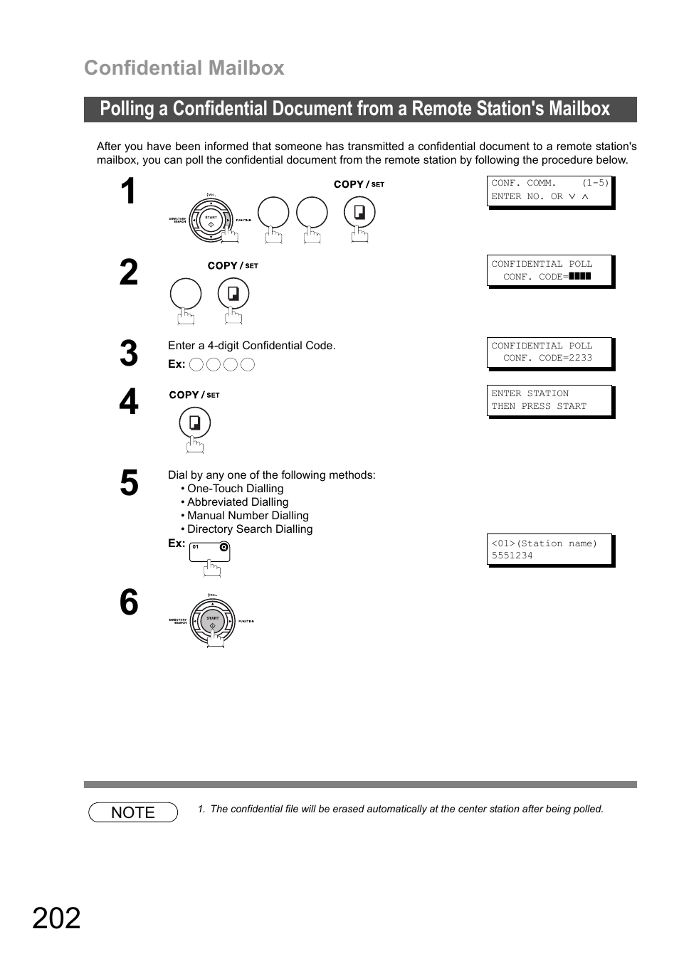 Confidential mailbox | Panasonic DX-600 User Manual | Page 202 / 255