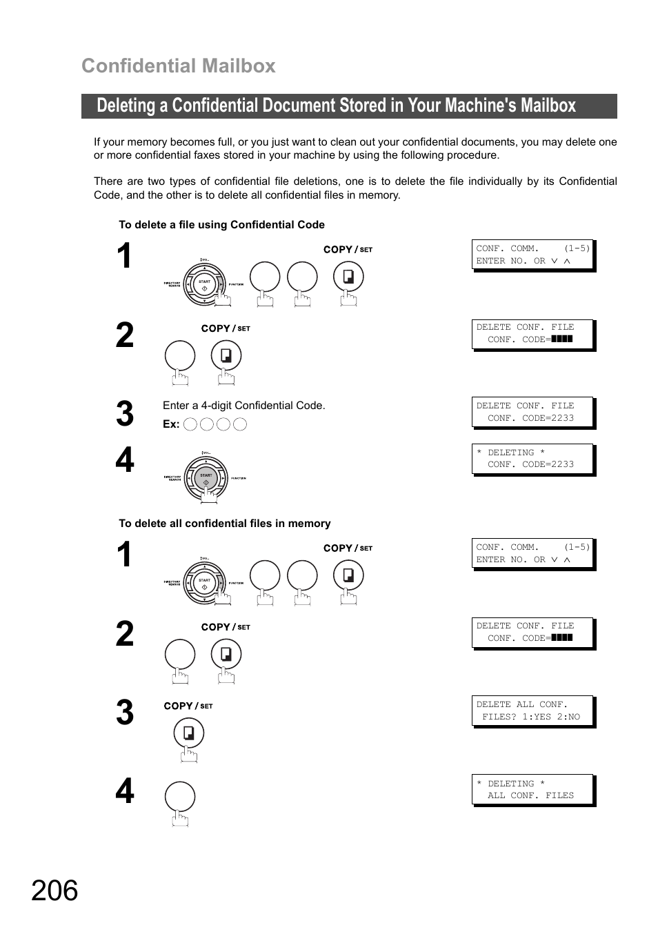 Confidential mailbox | Panasonic DX-600 User Manual | Page 206 / 255