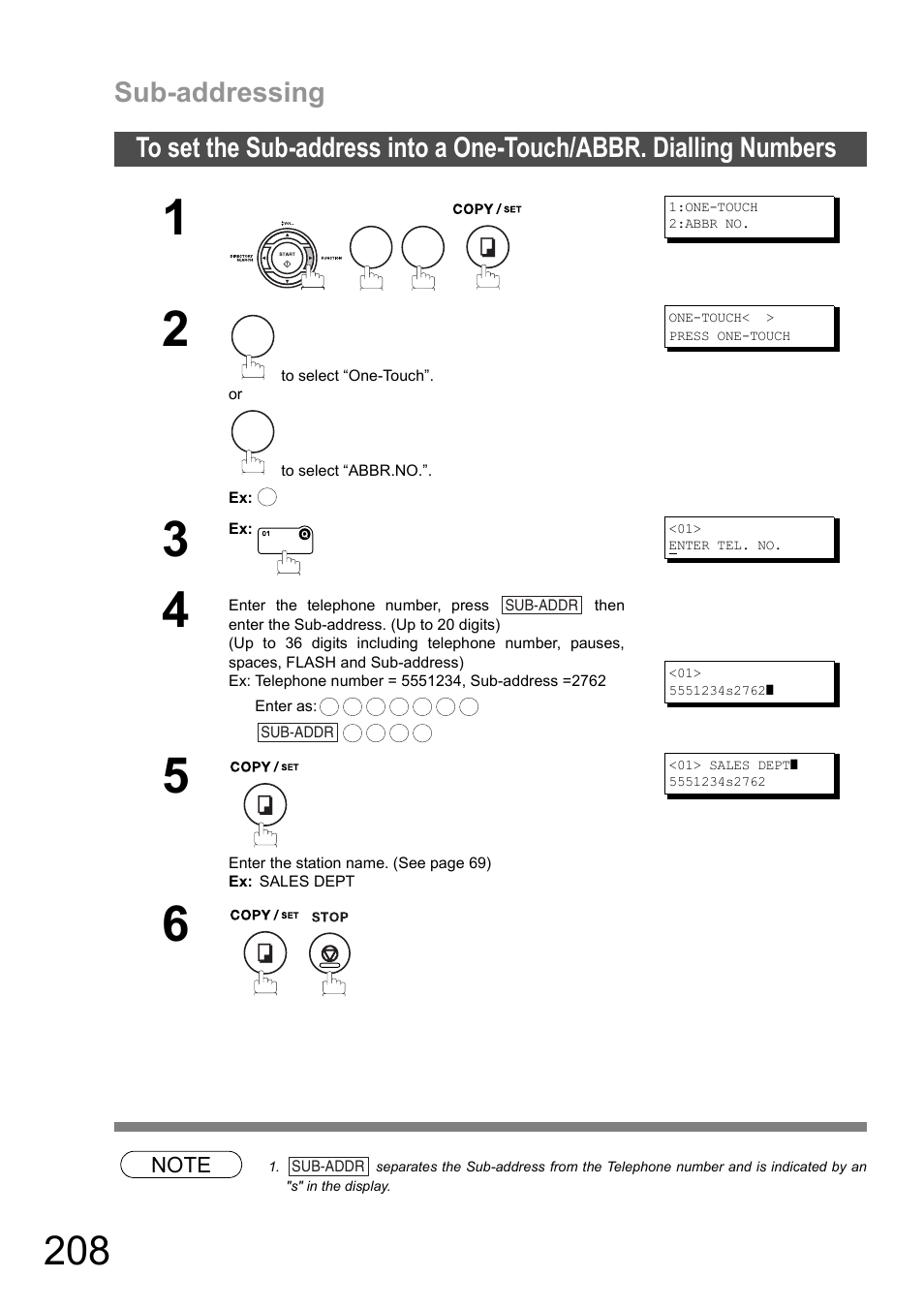 Sub-addressing | Panasonic DX-600 User Manual | Page 208 / 255