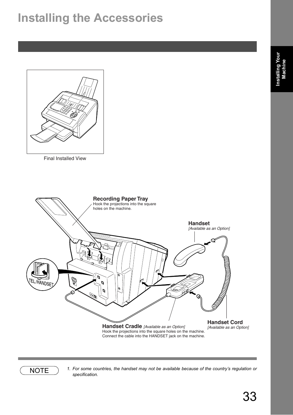Installing the accessories | Panasonic DX-600 User Manual | Page 33 / 255