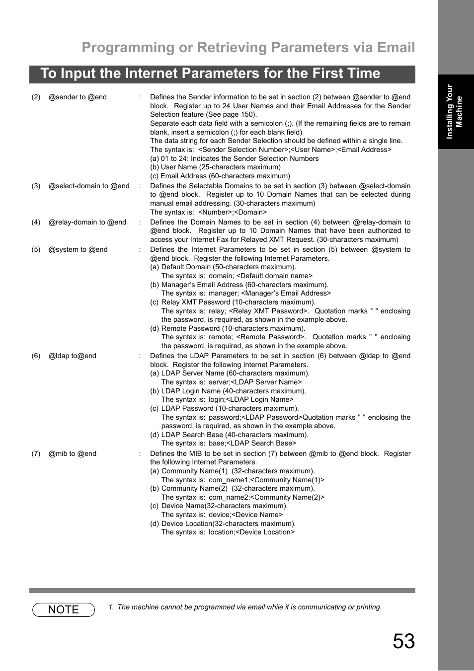 Programming or retrieving parameters via email | Panasonic DX-600 User Manual | Page 53 / 255